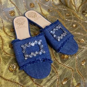 New Vince Camuto embellished denim flats